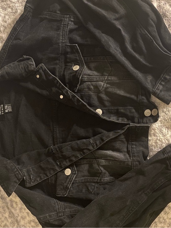 refuge Jackets & Blazers - refuge Black Denim Jacket with Logo Tag